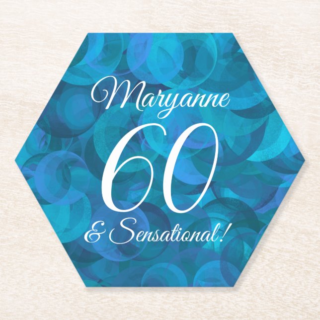 Elegant Ocean Blue 60 und sensationeller Geburtsta Untersetzer (Vorderseite)