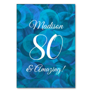 Elegant Ocean Blue 80 und Phantastische Geburtstag Tischnummer