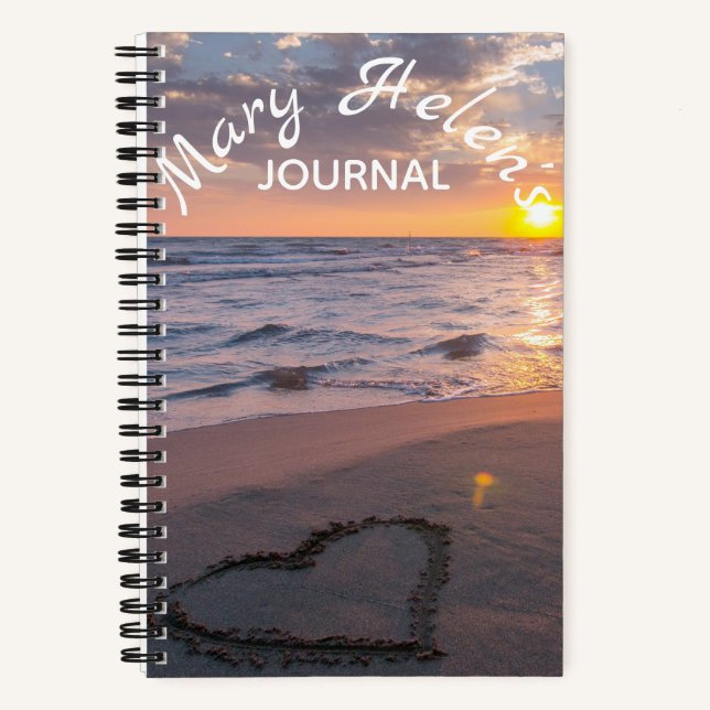 Elégant Ocean Sunset Name Journal Carnet Spiral (Recto)