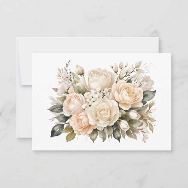 Elegant Off-White Floral Bouquet Flat Mitteilungskarte (Vorderseite)