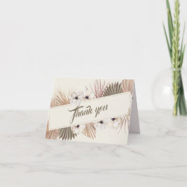 Elegant Off White Gold Floral Foto Hochzeit Dankeskarte