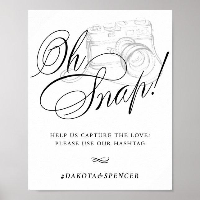 Elegant Oh schläfst! Schwarze Kalligrafie | Chic H Poster (Vorne)