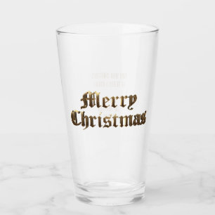 Elegant Old English Lettering Frohe Weihnachten Glas