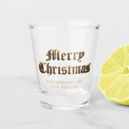 Elegant Old English Lettering Frohe Weihnachten Schnapsglas