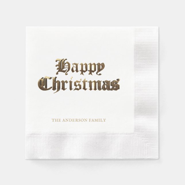 Elegant Old English Lettering Frohe Weihnachten Serviette (Vorderseite)