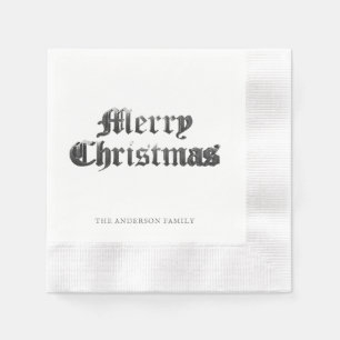 Elegant Old English Lettering Frohe Weihnachten Serviette