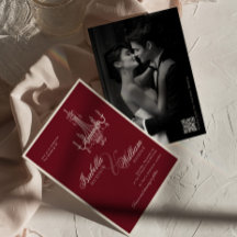 Elegant Old Money Deep Burgundy QR Code Wedding