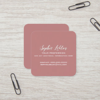 Elegant Old-Rose Square Card with Script Name Quadratische Visitenkarte
