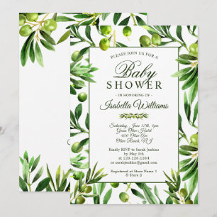 Elégant Olive Boho Garden Baby shower Invitation