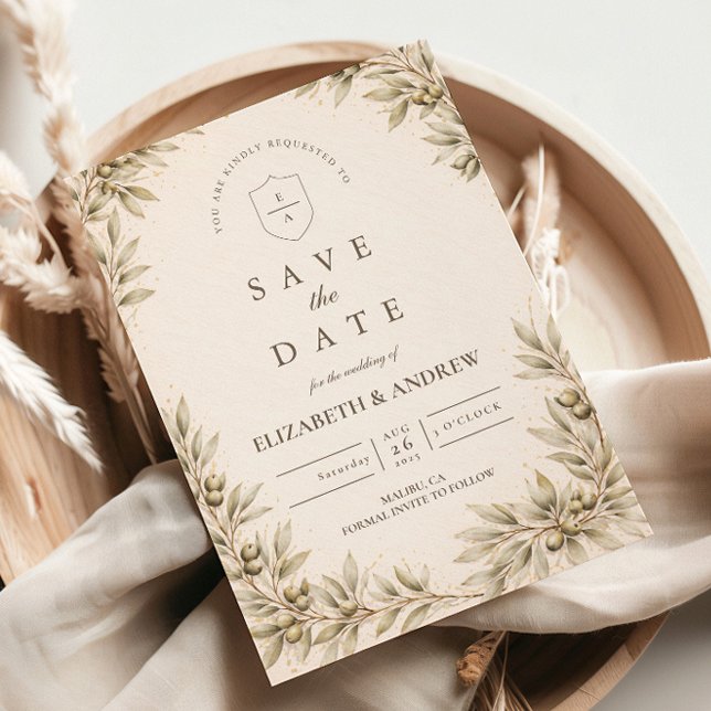 Elegant Olive Branch Greenery Wedding Save The Date (Von Creator hochgeladen)