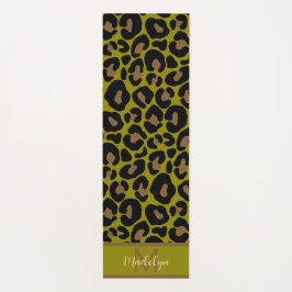 Elegant olive green and black leopard Monogrammed  Yogamatte