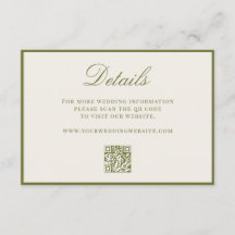 Elegant Olive Green QR Code Details Wedding