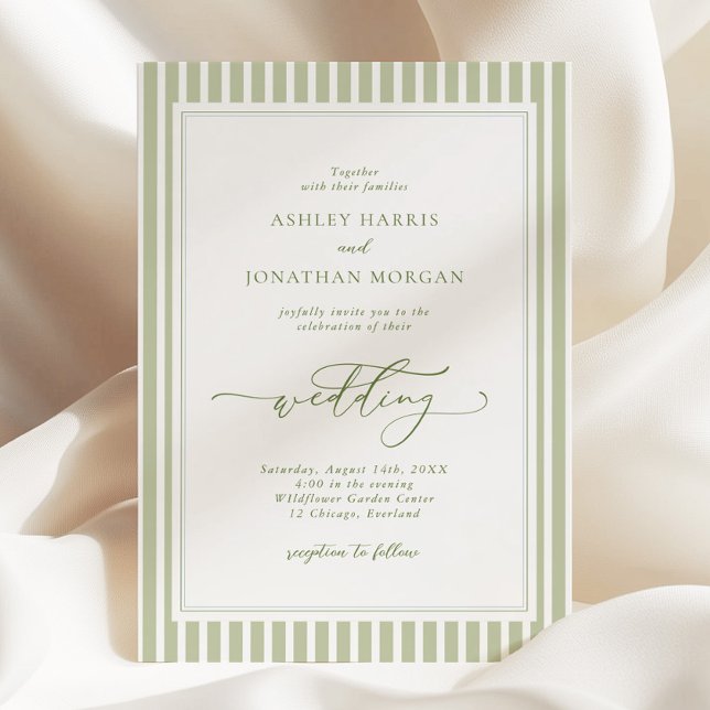 Elegant Olive Green Wedding Invitation Einladung (Von Creator hochgeladen)