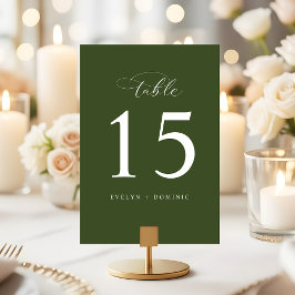 Elegant Olive Green Wedding Table Number Cards Tischnummer