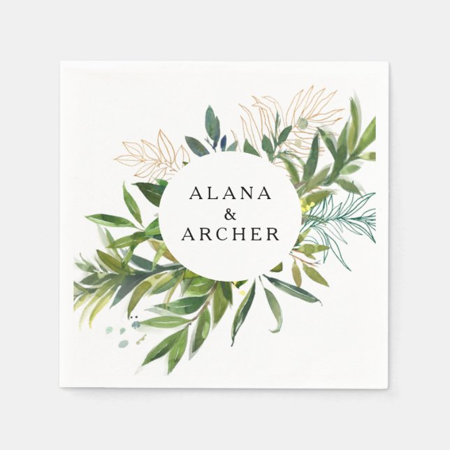 Elegant Olive Greenerity Wedding Napkins Serviette (Vorderseite)