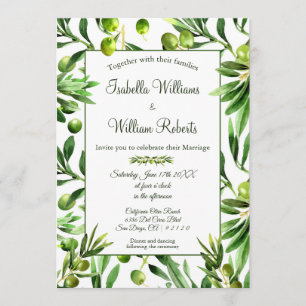 Elegant Olive Leaf Boho Garden Wedding Einladung