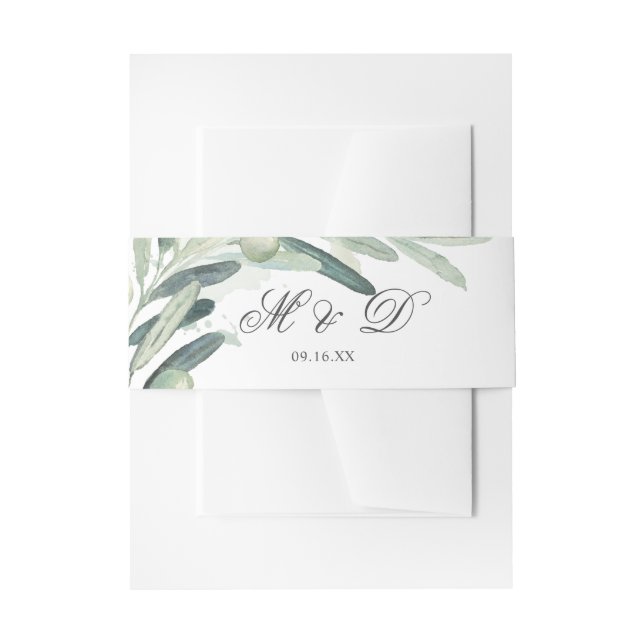 Elegant Olive Sprig Branch Grüne Hochzeit Einladungsbanderole (Vorderseite Beispiel)