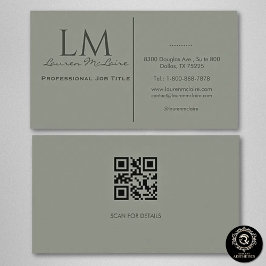 Elegant Olive Taupe QR Code Business Card Visitenkarte