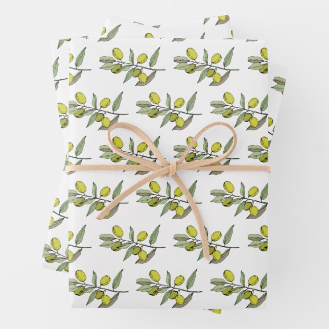Elegant Olives Geschenkpapier Set (Beispiel)