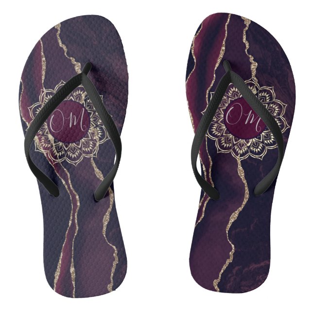 Elegant OM Mandala auf Agate Flip Flops (Fußbett)