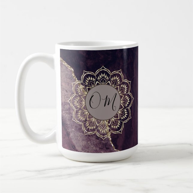 Elegant OM Mandala auf Marble Agate Kaffeetasse (Links)
