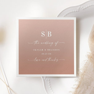 Elegant Ombre Clay & Pink Mit Monogramm Wedding Serviette