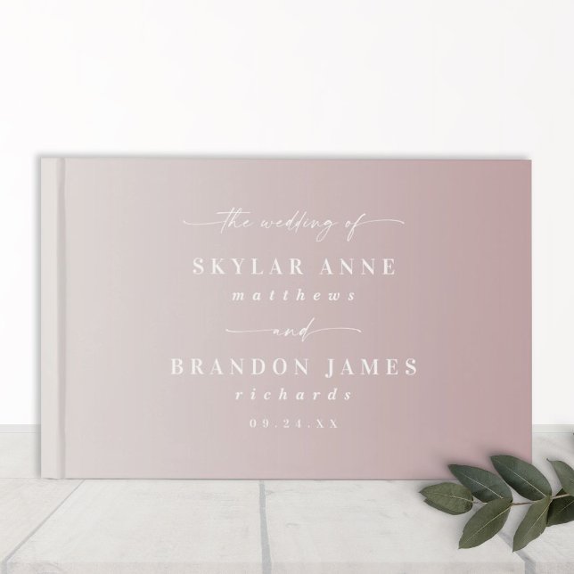 Elegant Ombre Dusty Mauve & Off-White Wedding Gästebuch (Von Creator hochgeladen)