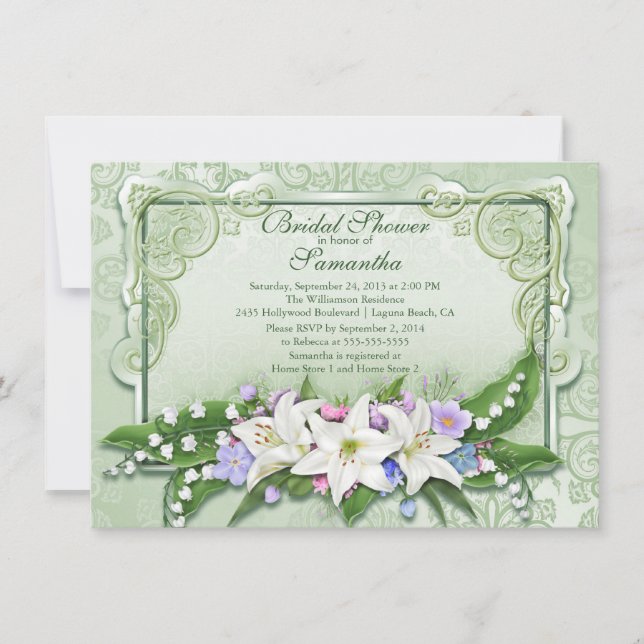 Elegant Ombre Floral Bridal Dusche Einladung (Vorderseite)