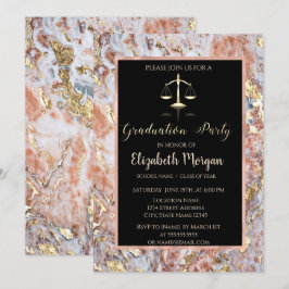 Elegant Ombre Marble Law School Graduation Party Einladung