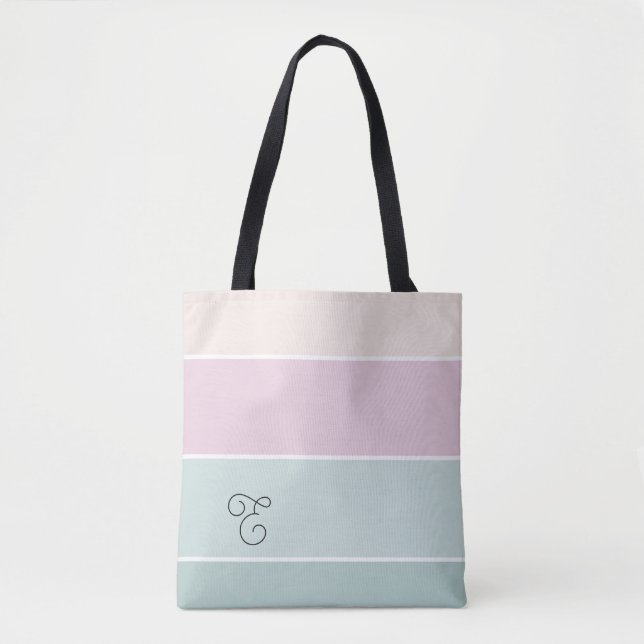 Elegant Ombre Pink Green Custom Monogram Tasche (Vorderseite)
