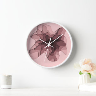 Elegant Ombre Pink Layers Square Wall Clock Uhr