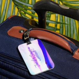 Elegant Ombre Pink und Lila Abstrakte Typografie Gepäckanhänger