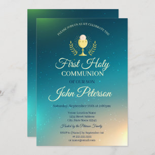 Elégant Ombre Première Sainte Communion Invitation