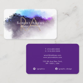 Elegant Ombre Wassercolor Abstrakt Mit Monogramm Visitenkarte