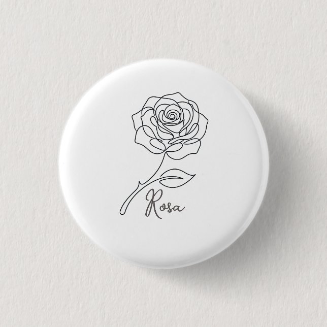 Elegant One Line Rose Button (Vorderseite)