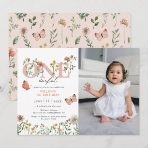 Elegant Onederful Wildblume 1. Geburtstag Einladung