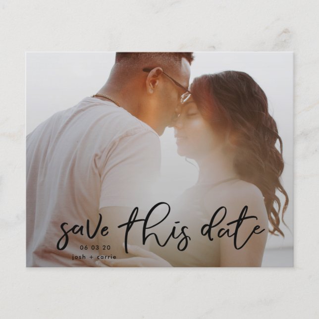 Elegant Onyx Foto Calligraphy rett Date Budget Flyer (Vorne)