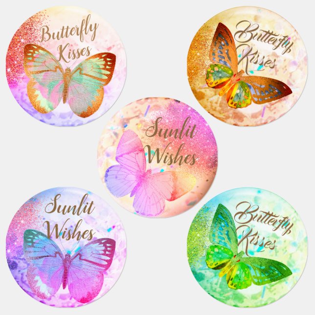 Elegant Opal Silver Golden Butterfells Etiketten (Gruppe)