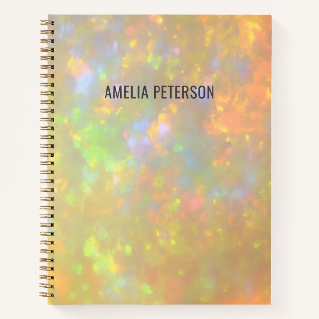 Elegant Opal Stone Texture Custom Name Sketch Notizbuch (Vorderseite)