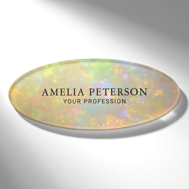 Elegant Opal Stone Texture Employee/ Staff Namenschild (Vorderseite)