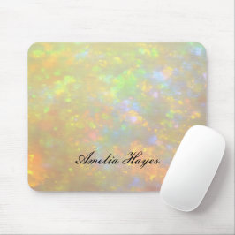 Elegant Opal Stone Texture Modern Script Custom Mousepad
