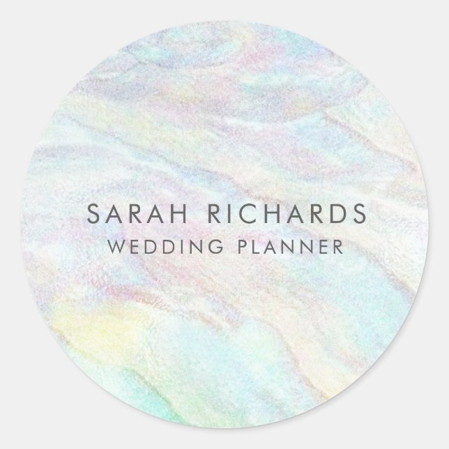 Elegant Opal Wedding Planner Einfach Runder Aufkleber (Vorderseite)