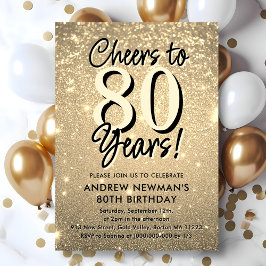 Elégant or 80e anniversaire Invitation
