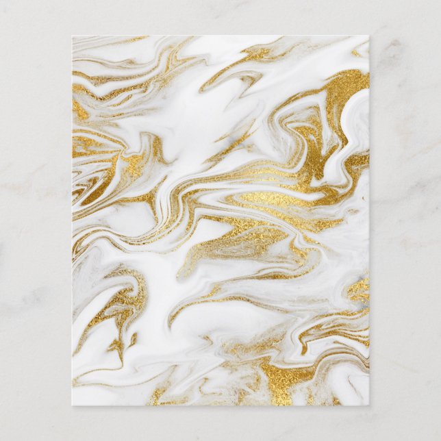 Elégant or Blanc Faux Marbre Papier à gratte-ciel (Devant)