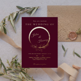 Elégant or Bourgogne Mariage Foil Invitation