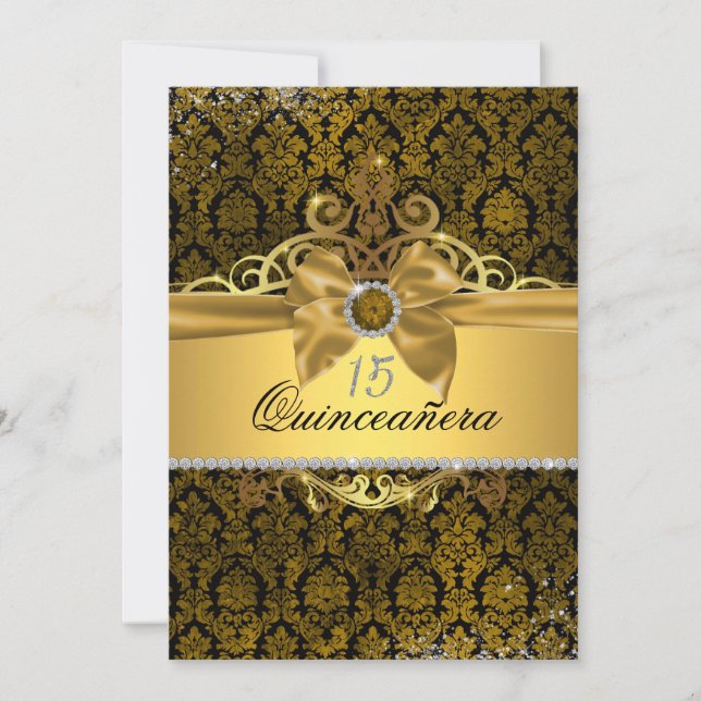 Elégant or Damask Quinceanera Invitation (Devant)