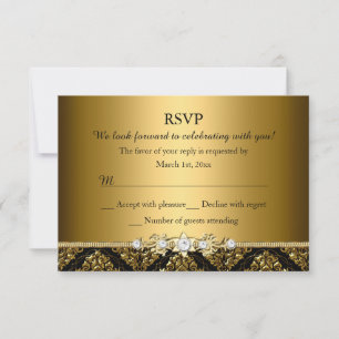 Elegant or et noir Damask RSVP