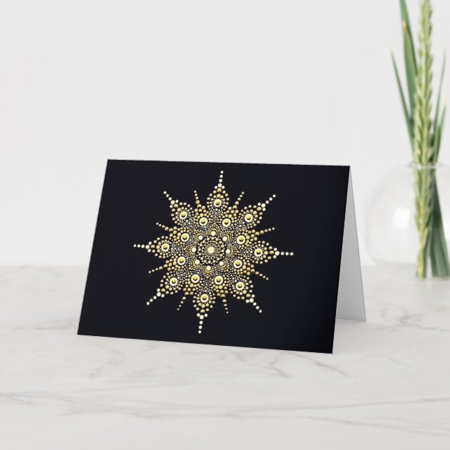 Elegant or et noir Mandala noir carte de note blan (Devant)