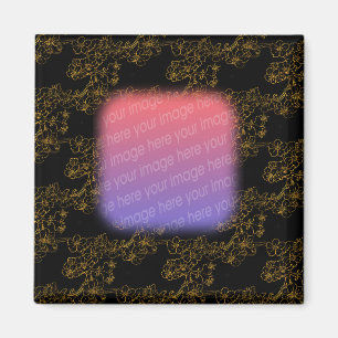 Elégant Or Fleurs Design Aimant Photo