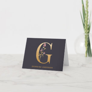 Elégant or Floral G Monogramme Chic Personnalisé